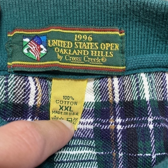 Cross Creek 1996 U.S. Open Oakland Hills Plaid Short Sleeve Polo Shirt 1996 XXL - Picture 4 of 6